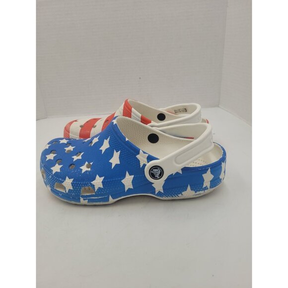Crocs Classic American Flag Clogs Size Mens 5 Womens 7 USA Patriotic Shoes - Picture 5 of 11